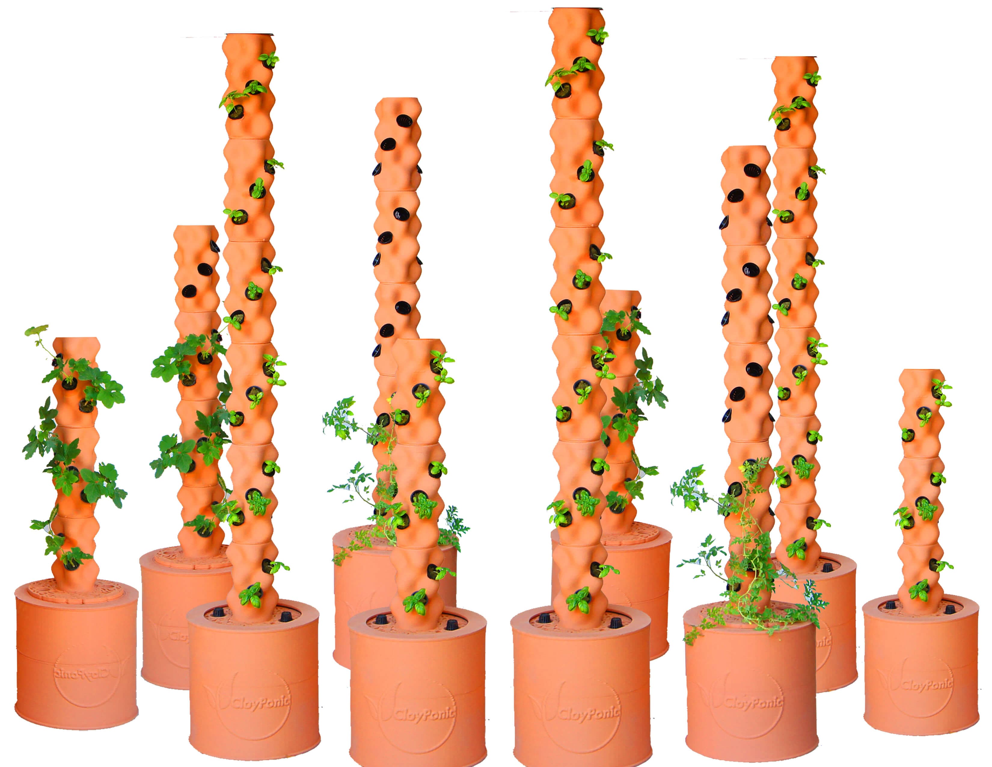Ten ceramic tower units